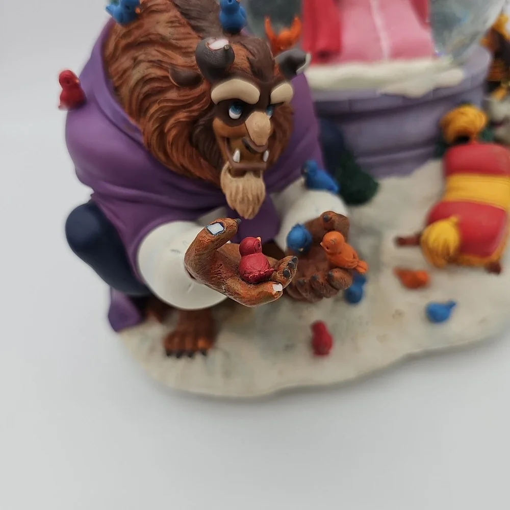 Disney Beauty and the Beast Snow Globe Something There Musical Bird Feeding READ